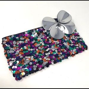 New MAC cosmetic multicolor sequin make up bag